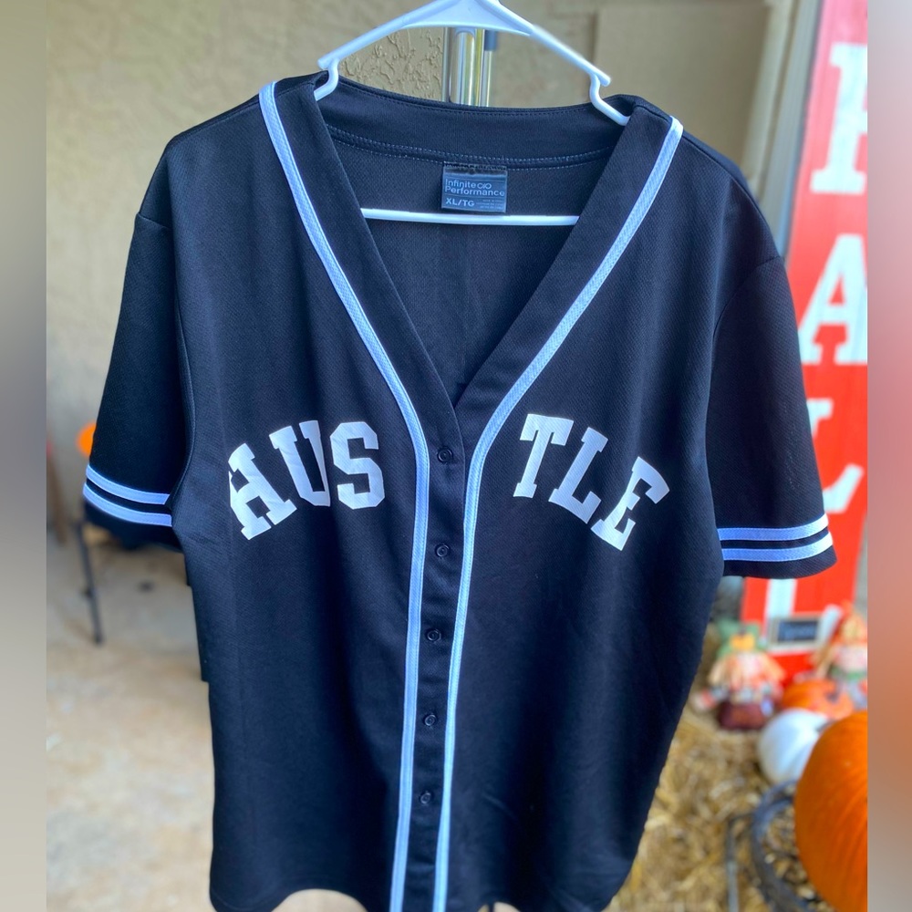 Black “Hustle” Mesh Baseball Jersey Size XL